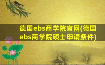 德国ebs商学院官网(德国ebs商学院硕士申请条件)