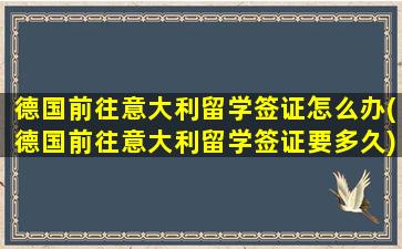 德国前往意大利留学签证怎么办(德国前往意大利留学签证要多久)