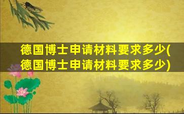 德国博士申请材料要求多少(德国博士申请材料要求多少)