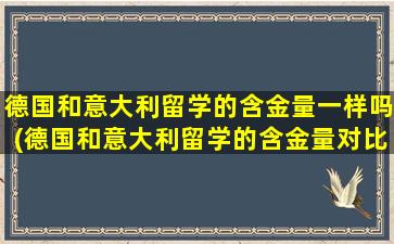 德国和意大利留学的含金量一样吗(德国和意大利留学的含金量对比)