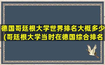 德国哥廷根大学世界排名大概多少(哥廷根大学当时在德国综合排名第几)