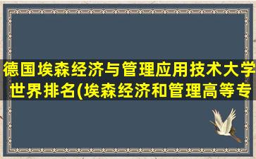 德国埃森经济与管理应用技术大学世界排名(埃森经济和管理高等专业学院)