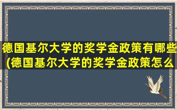 德国基尔大学的奖学金政策有哪些(德国基尔大学的奖学金政策怎么样)