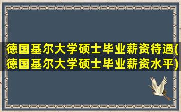 德国基尔大学硕士毕业薪资待遇(德国基尔大学硕士毕业薪资水平)