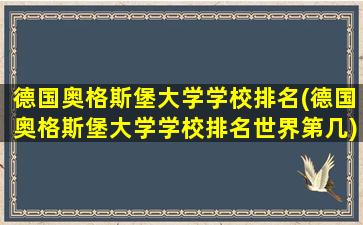 德国奥格斯堡大学学校排名(德国奥格斯堡大学学校排名世界第几)