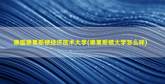 德国德累斯顿经济技术大学(德累斯顿大学怎么样)