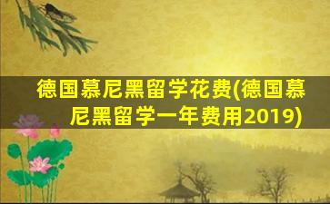 德国慕尼黑留学花费(德国慕尼黑留学一年费用2019)