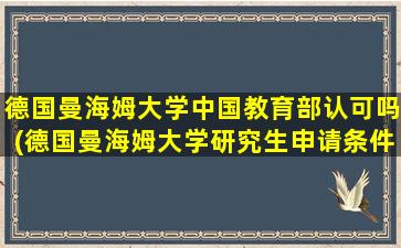 德国曼海姆大学中国教育部认可吗(德国曼海姆大学研究生申请条件)