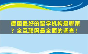 德国最好的留学机构是哪家？全互联网最全面的调查！