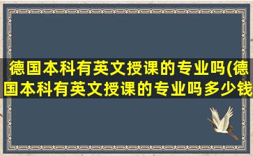 德国本科有英文授课的专业吗(德国本科有英文授课的专业吗多少钱)