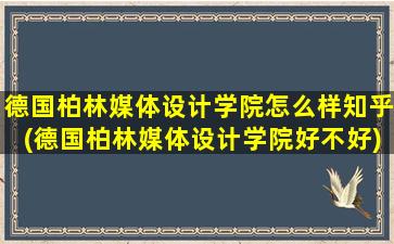 德国柏林媒体设计学院怎么样知乎(德国柏林媒体设计学院好不好)