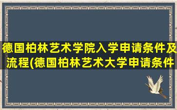 德国柏林艺术学院入学申请条件及流程(德国柏林艺术大学申请条件)