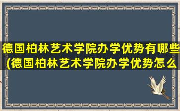 德国柏林艺术学院办学优势有哪些(德国柏林艺术学院办学优势怎么样)