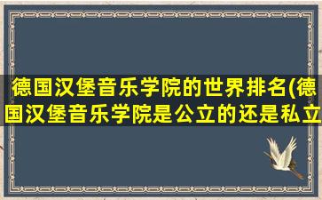 德国汉堡音乐学院的世界排名(德国汉堡音乐学院是公立的还是私立的)