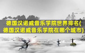 德国汉诺威音乐学院世界排名(德国汉诺威音乐学院在哪个城市)