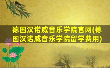 德国汉诺威音乐学院官网(德国汉诺威音乐学院留学费用)