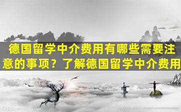 德国留学中介费用有哪些需要注意的事项？了解德国留学中介费用