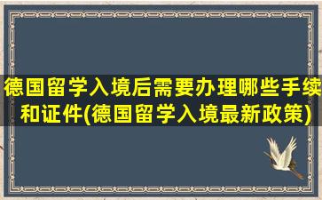 德国留学入境后需要办理哪些手续和证件(德国留学入境最新政策)