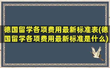 德国留学各项费用最新标准表(德国留学各项费用最新标准是什么)