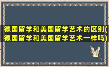 德国留学和美国留学艺术的区别(德国留学和美国留学艺术一样吗)