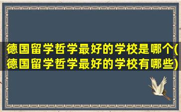 德国留学哲学最好的学校是哪个(德国留学哲学最好的学校有哪些)