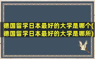 德国留学日本最好的大学是哪个(德国留学日本最好的大学是哪所)