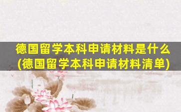 德国留学本科申请材料是什么(德国留学本科申请材料清单)