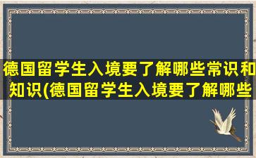 德国留学生入境要了解哪些常识和知识(德国留学生入境要了解哪些常识问题)