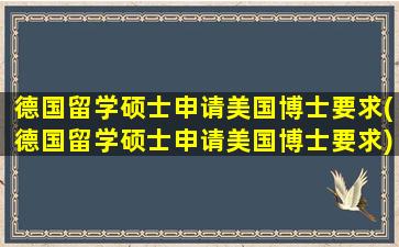 德国留学硕士申请美国博士要求(德国留学硕士申请美国博士要求)