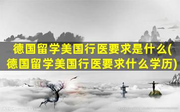 德国留学美国行医要求是什么(德国留学美国行医要求什么学历)