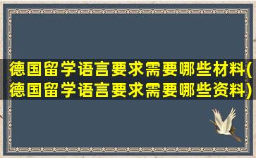 德国留学语言要求需要哪些材料(德国留学语言要求需要哪些资料)