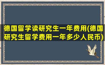 德国留学读研究生一年费用(德国研究生留学费用一年多少人民币)