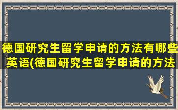 德国研究生留学申请的方法有哪些英语(德国研究生留学申请的方法有哪些英语)