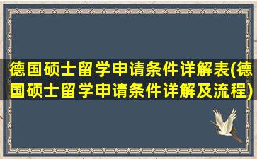 德国硕士留学申请条件详解表(德国硕士留学申请条件详解及流程)