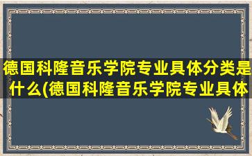 德国科隆音乐学院专业具体分类是什么(德国科隆音乐学院专业具体分类表)