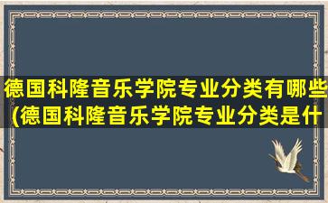 德国科隆音乐学院专业分类有哪些(德国科隆音乐学院专业分类是什么)