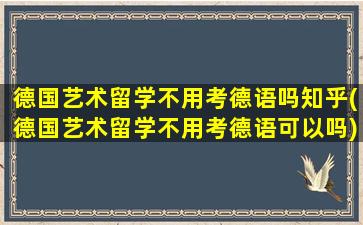 德国艺术留学不用考德语吗知乎(德国艺术留学不用考德语可以吗)