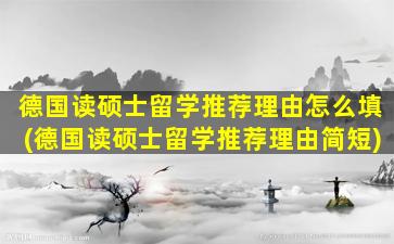 德国读硕士留学推荐理由怎么填(德国读硕士留学推荐理由简短)