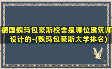 德国魏玛包豪斯校舍是哪位建筑师设计的-(魏玛包豪斯大学排名)