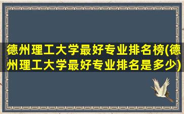 德州理工大学最好专业排名榜(德州理工大学最好专业排名是多少)