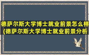 德萨尔斯大学博士就业前景怎么样(德萨尔斯大学博士就业前景分析)