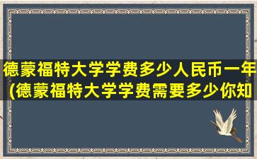 德蒙福特大学学费多少人民币一年(德蒙福特大学学费需要多少你知道吗-)