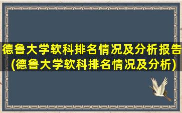 德鲁大学软科排名情况及分析报告(德鲁大学软科排名情况及分析)