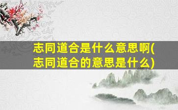 志同道合是什么意思啊(志同道合的意思是什么)