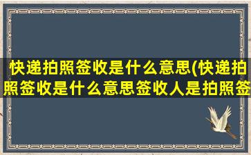 快递拍照签收是什么意思(快递拍照签收是什么意思签收人是拍照签收意思介绍)