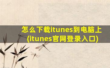 怎么下载itunes到电脑上(itunes官网登录入口)