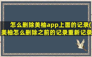 怎么删除美柚app上面的记录(美柚怎么删除之前的记录重新记录)