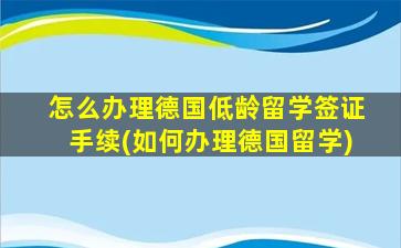 怎么办理德国低龄留学签证手续(如何办理德国留学)