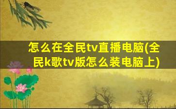 怎么在全民tv直播电脑(全民k歌tv版怎么装电脑上)