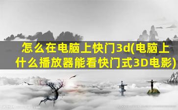 怎么在电脑上快门3d(电脑上什么播放器能看快门式3D电影)